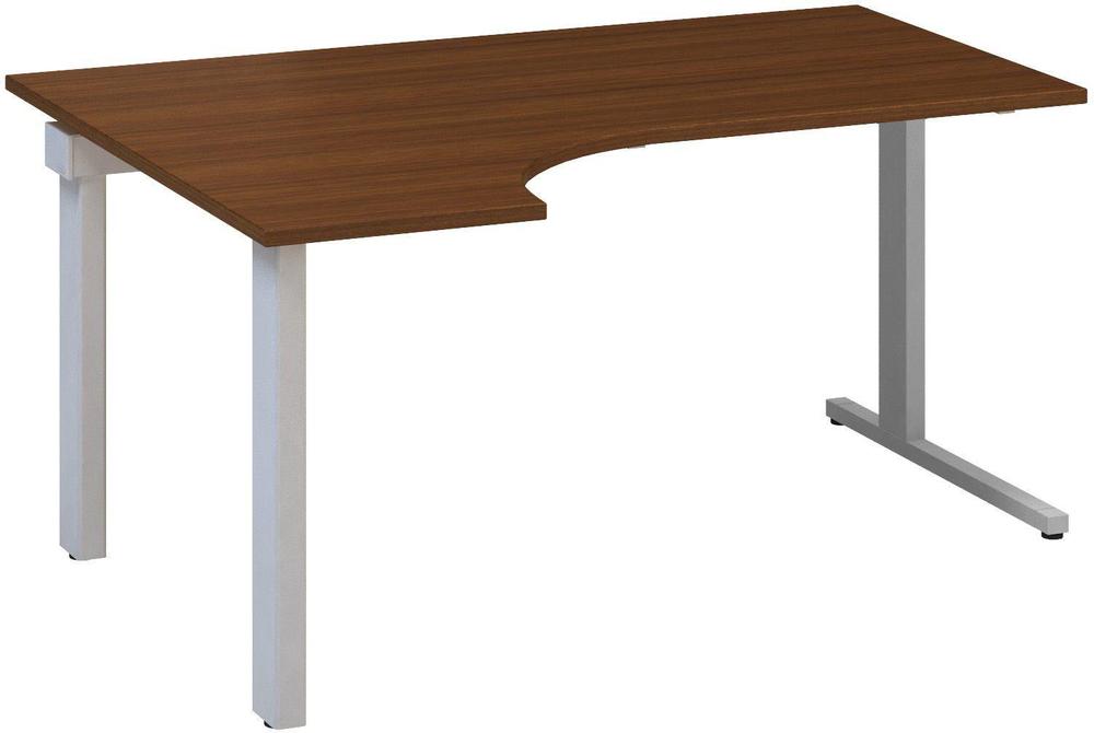 Kancelářský psací stůl ALFA 305 ergo, levý, 1600 mm, ořech / šedá