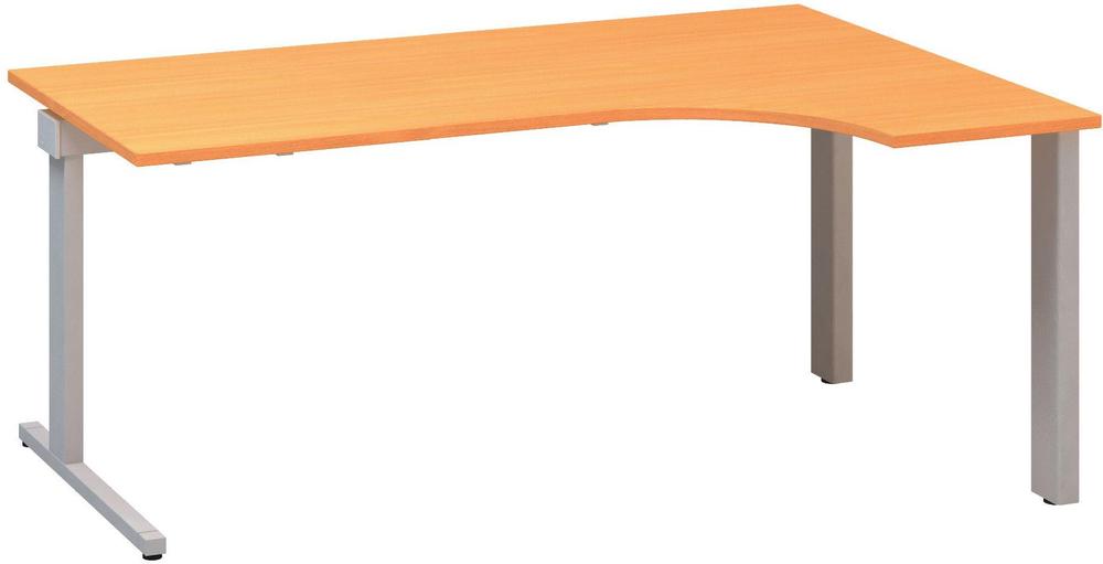 Kancelářský psací stůl ALFA 305 ergo, pravý, 1800 mm, buk bavaria / šedá