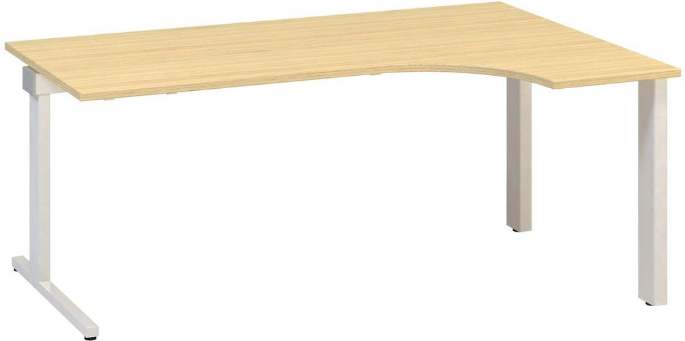 Kancelářský psací stůl ALFA 305 ergo, pravý, 1800 mm, dub vicenza / šedá