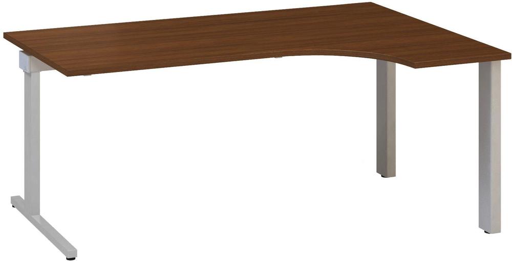 Kancelářský psací stůl ALFA 305 ergo, pravý, 1800 mm, ořech / šedá