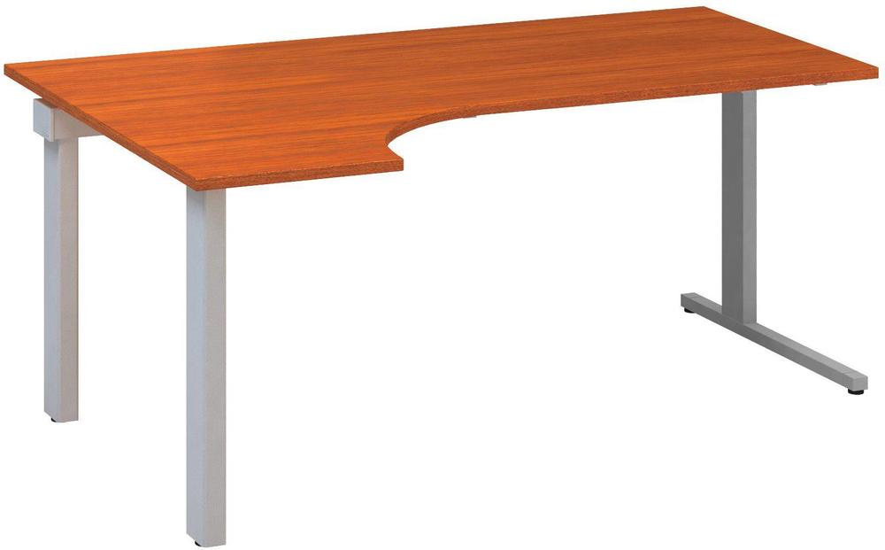 Kancelářský psací stůl ALFA 305 ergo, levý, 1800 mm, třešeň / šedá