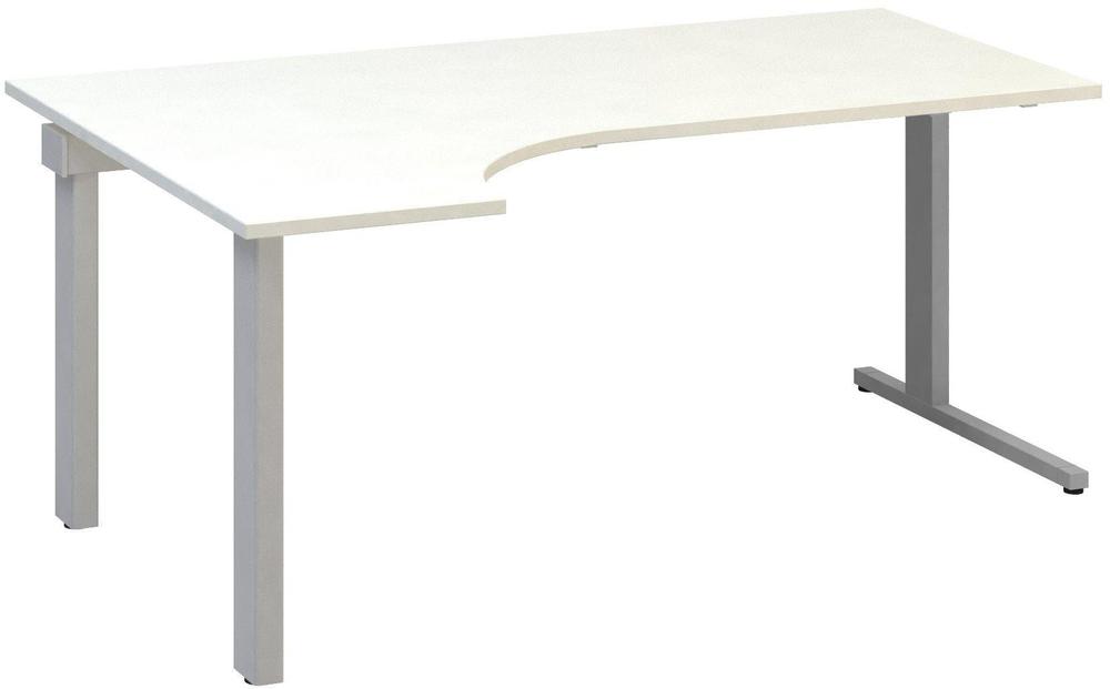 Kancelářský psací stůl ALFA 305 ergo, levý, 1800 mm, bílá / šedá