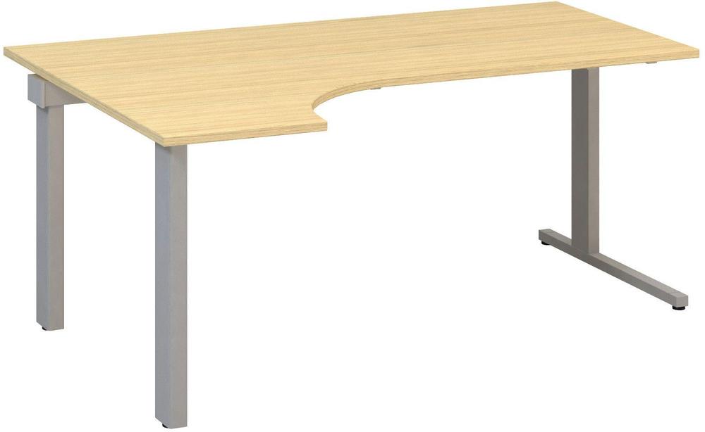 Kancelářský psací stůl ALFA 305 ergo, levý, 1800 mm, dub vicenza / šedá