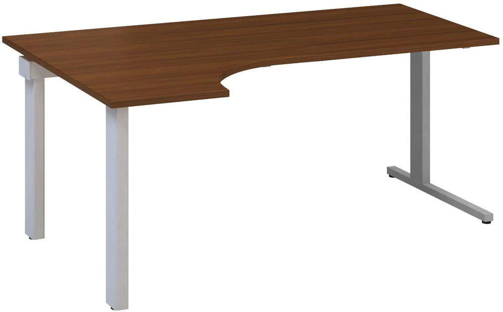 Kancelářský psací stůl ALFA 305 ergo, levý, 1800 mm, ořech / šedá