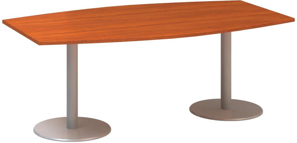 Jednací stůl ALFA 400 konferenční, barel, 2000 mm, třešeň / šedá