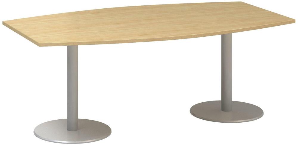 Jednací stůl ALFA 400 konferenční, barel, 2000 mm, divoká hruška / šedá