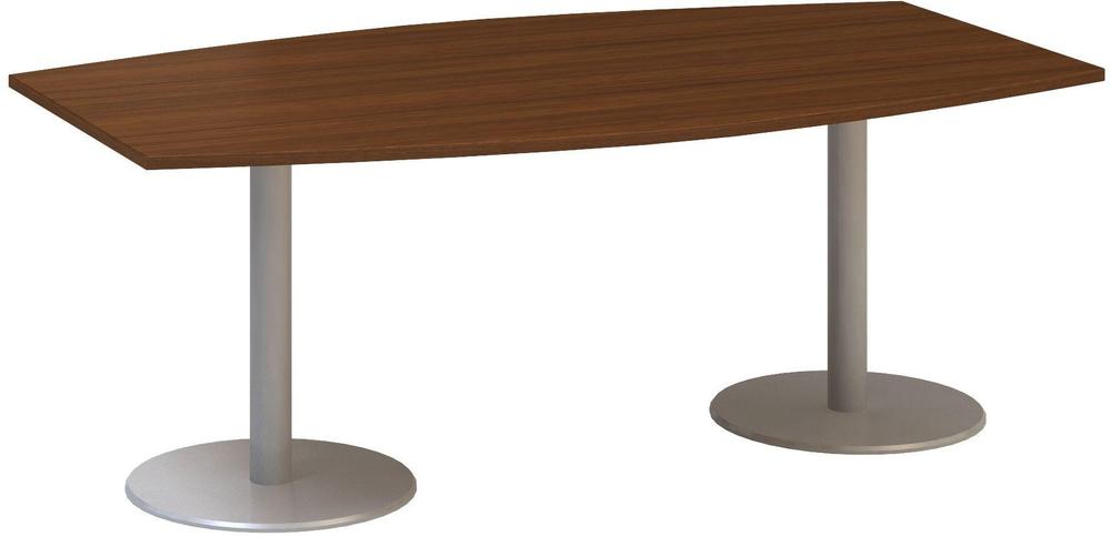 Jednací stůl ALFA 400 konferenční, barel, 2000 mm, ořech / šedá