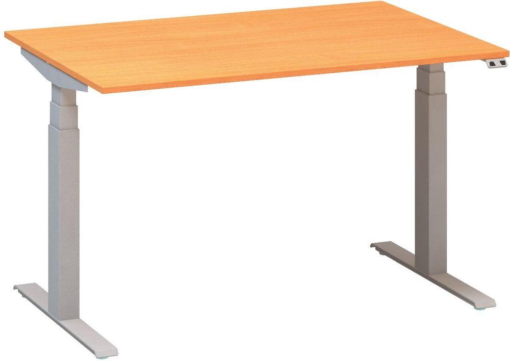 Kancelářský psací stůl ALFA UP výškově stavitelný, 1200 mm, buk bavaria / šedá