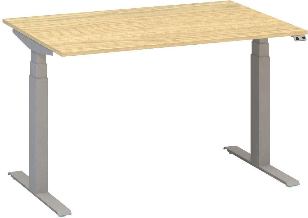 Kancelářský psací stůl ALFA UP výškově stavitelný, 1200 mm, dub vicenza / šedá