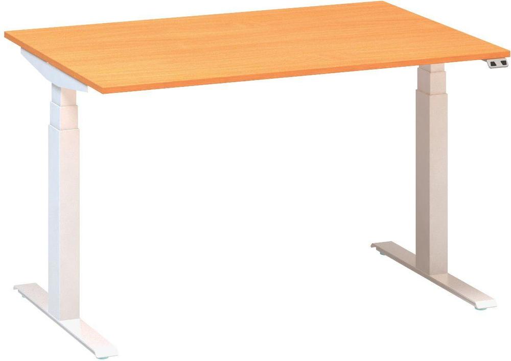Kancelářský psací stůl ALFA UP výškově stavitelný, 1200 mm, buk bavaria / bílá