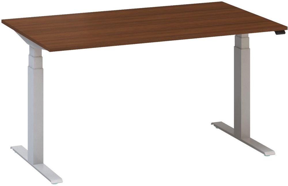 Kancelářský psací stůl ALFA UP výškově stavitelný, 1400 mm, ořech / šedá