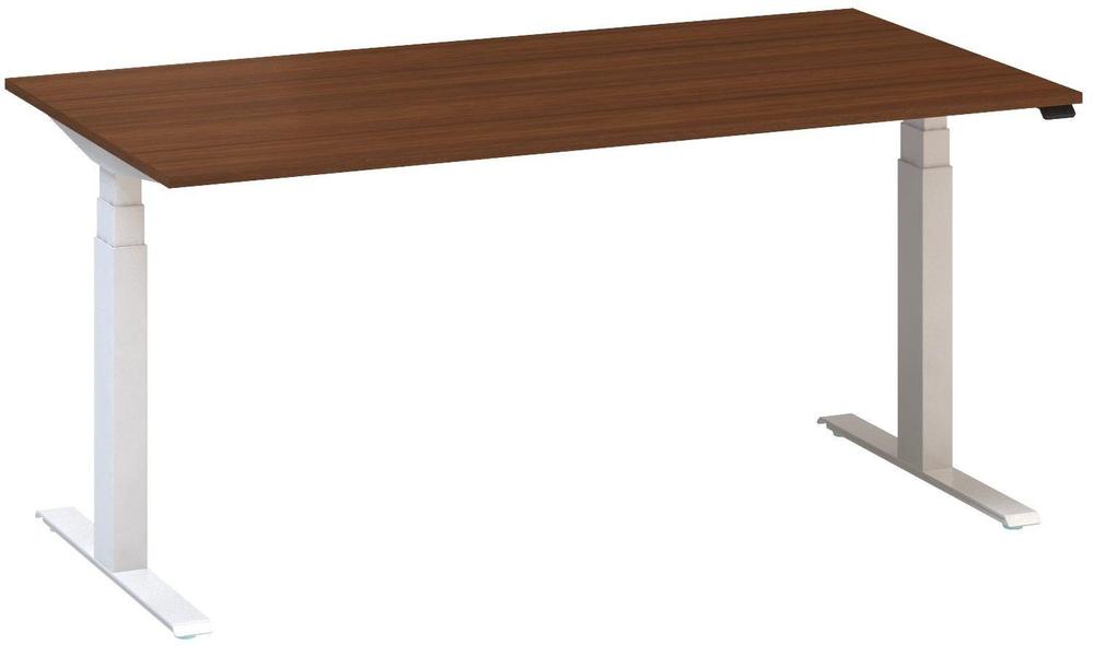 Kancelářský psací stůl ALFA UP výškově stavitelný, 1600 mm, ořech / bílá