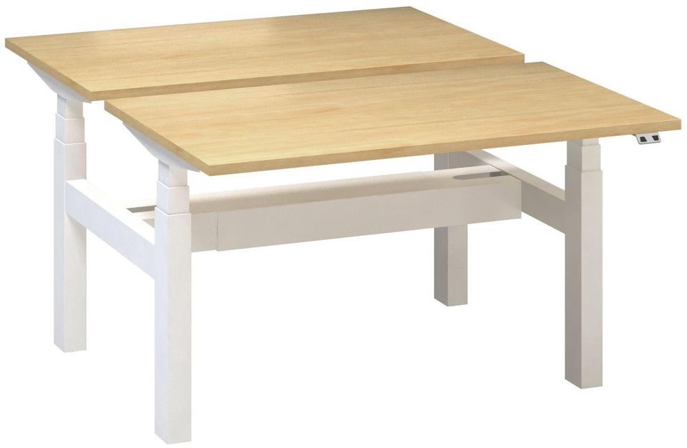 Kancelářský psací stůl ALFA UP výškově stavitelný, duotable, 1200 mm, divoká hruška / bílá