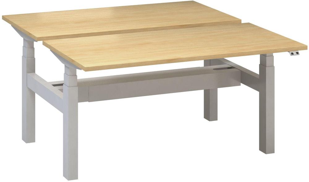 Kancelářský psací stůl ALFA UP výškově stavitelný, duotable, 1400 mm, divoká hruška / šedá