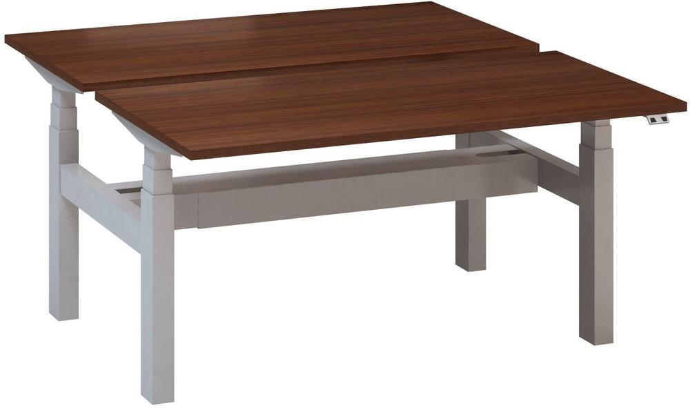 Kancelářský psací stůl ALFA UP výškově stavitelný, duotable, 1400 mm, ořech / šedá