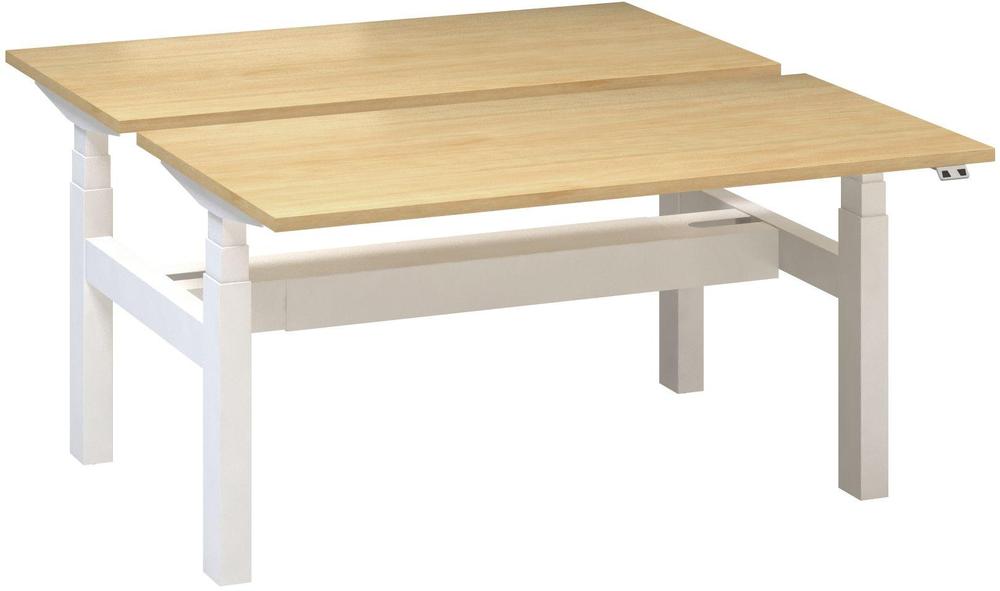 Kancelářský psací stůl ALFA UP výškově stavitelný, duotable, 1400 mm, divoká hruška / bílá