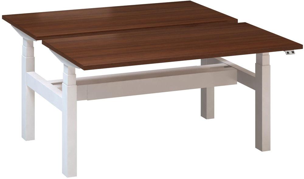 Kancelářský psací stůl ALFA UP výškově stavitelný, duotable, 1400 mm, ořech / bílá