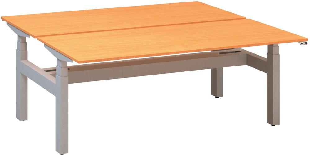 Kancelářský psací stůl ALFA UP výškově stavitelný, duotable, 1800 mm, buk bavaria / šedá