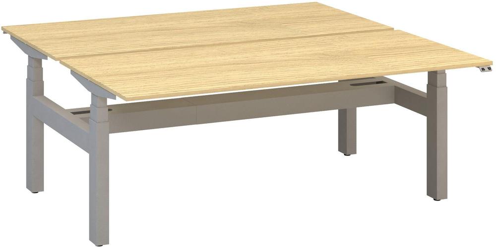 Kancelářský psací stůl ALFA UP výškově stavitelný, duotable, 1800 mm, dub vicenza / šedá
