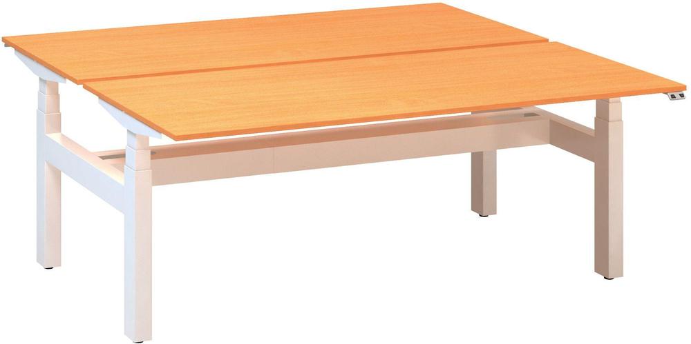 Kancelářský psací stůl ALFA UP výškově stavitelný, duotable, 1800 mm, buk bavaria / bílá