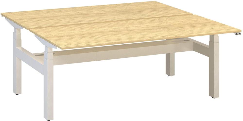 Kancelářský psací stůl ALFA UP výškově stavitelný, duotable, 1800 mm, dub vicenza / bílá