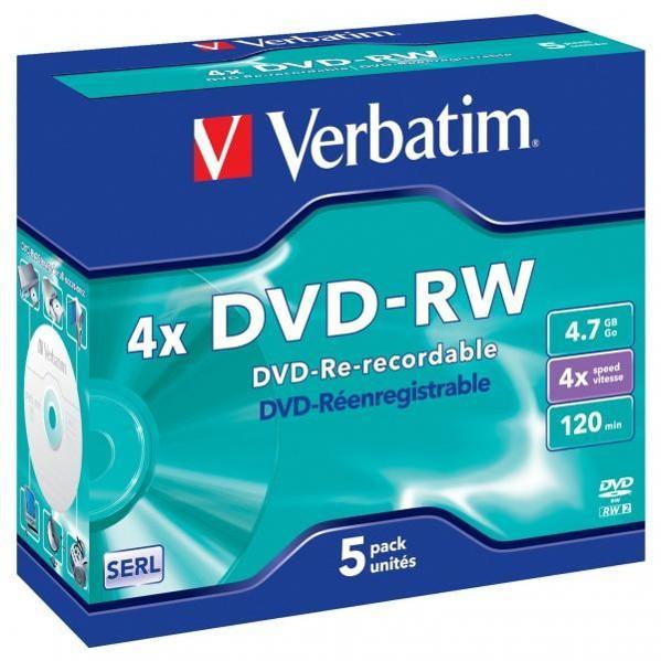 DVD -RW VERBATIM 4,7 GB, jewel box, 4x, 5 ks