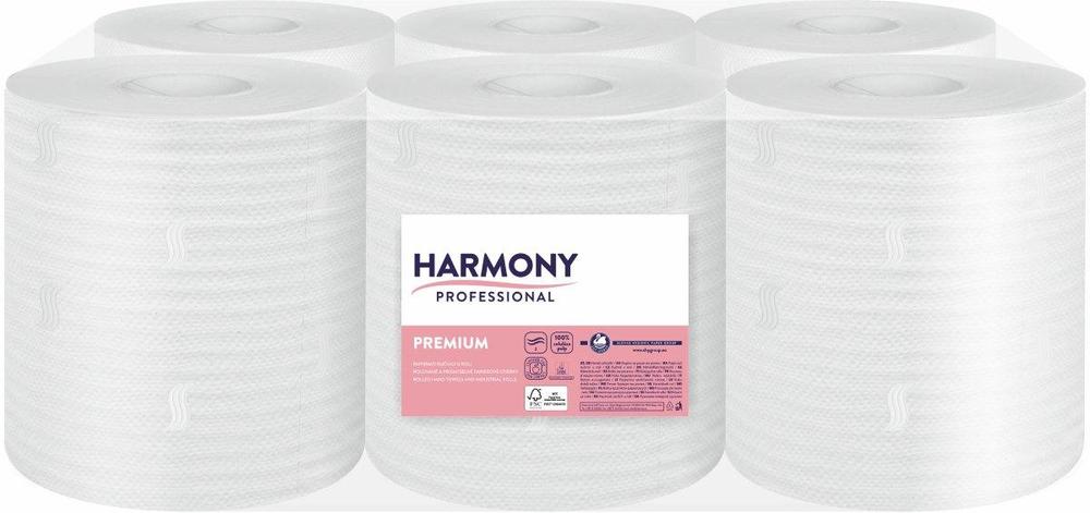 Harmony ručník v roli Professional 2-vrstvý 24cm/110m/ 6ks MAXI celulóza, s vytrhávací dutinkou