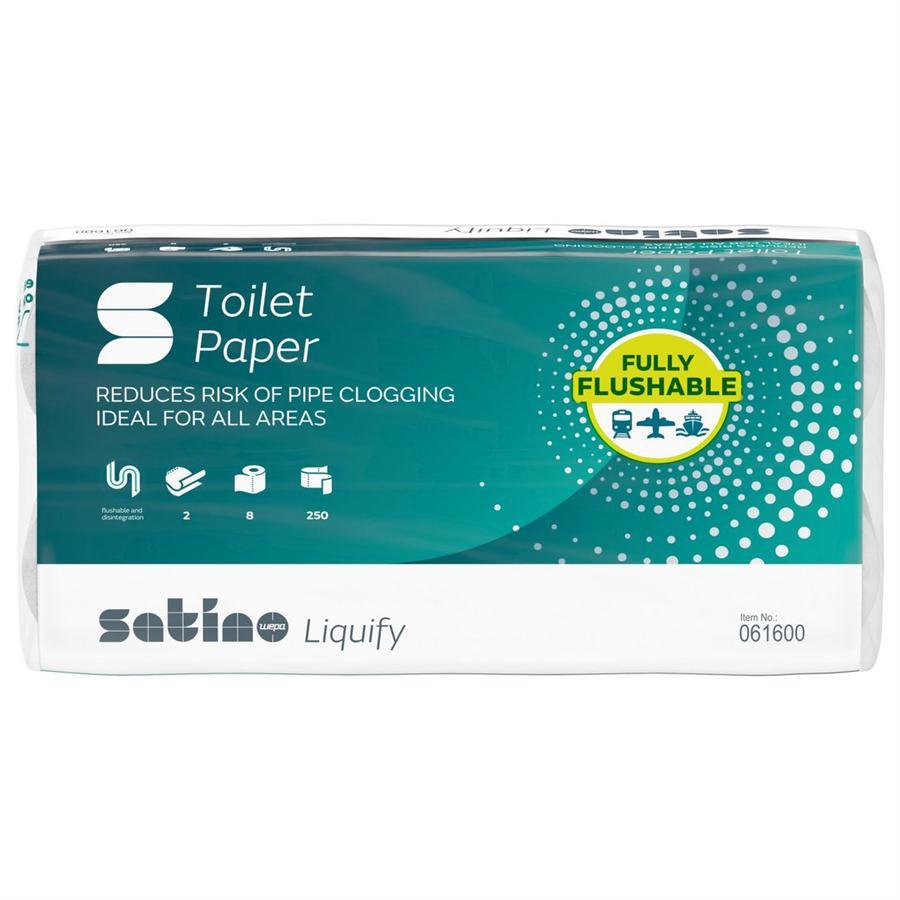 Papír toaletní SATINO, 2-vrstvý, rozpustitelný, návin 27,5 m/ 8 ks