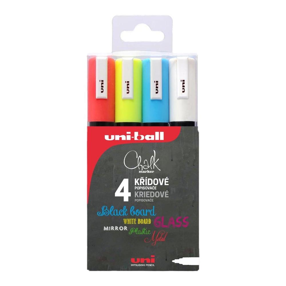 Popisovač křídový UNI PWE-5M 1,8-2,5 mm, mix 4 barev