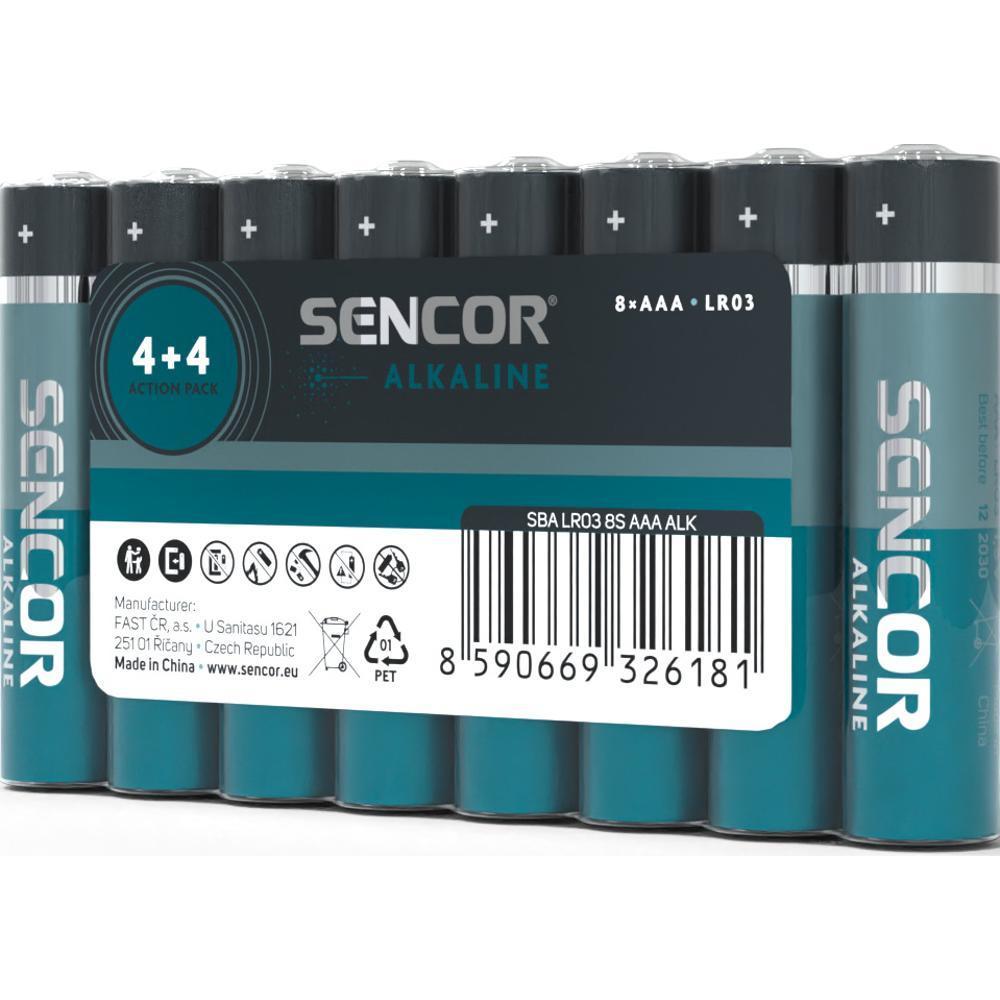 Sencor baterie alkalická AAA , mikrotužková LR03 AAA / 8 ks