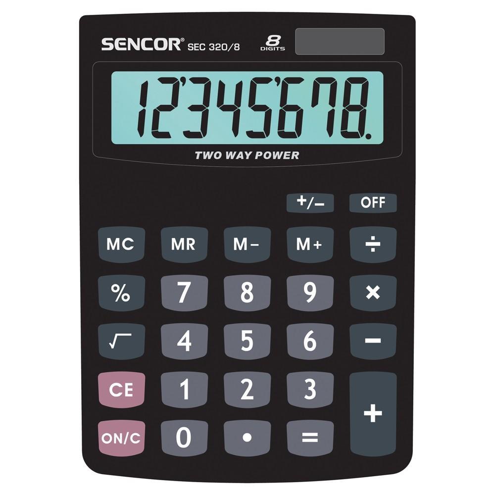 Sencor kalkulačka SEC 320/ 8 DUAL stolní / 8 míst černá