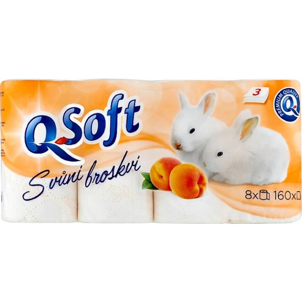 Papír toaletní Q Soft 3-vrstvý s vůní broskví / 8 ks