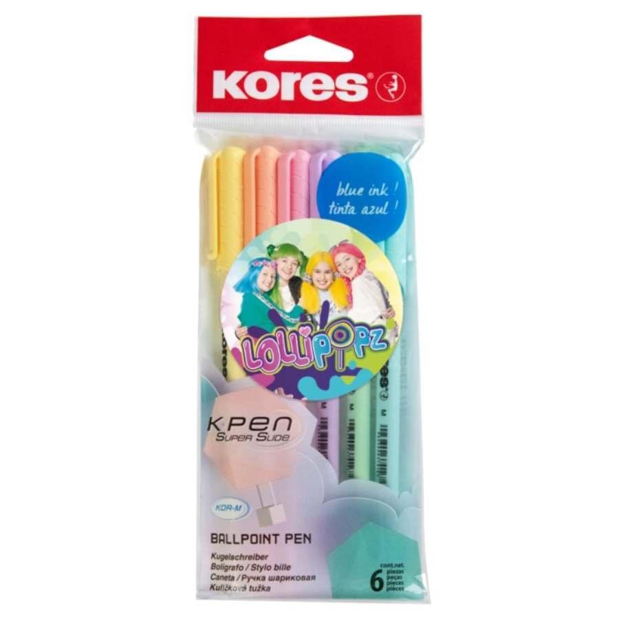 Kores pero kuličkové K0 Pastel LOLLIPOPZ trojhranné 1 mm, mix barev 6 ks