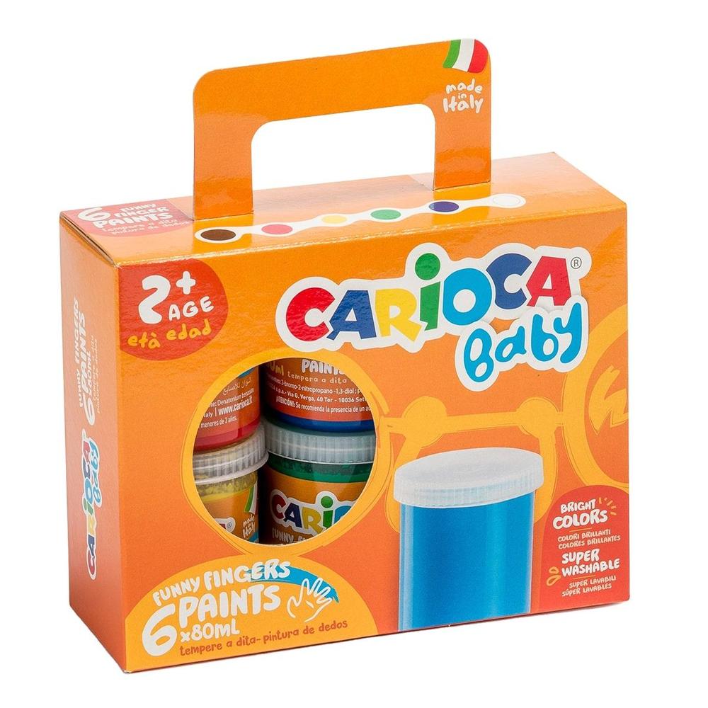 CARIOCA prstové barvy Baby 2+ papírový kufřík 6 × 80 ml