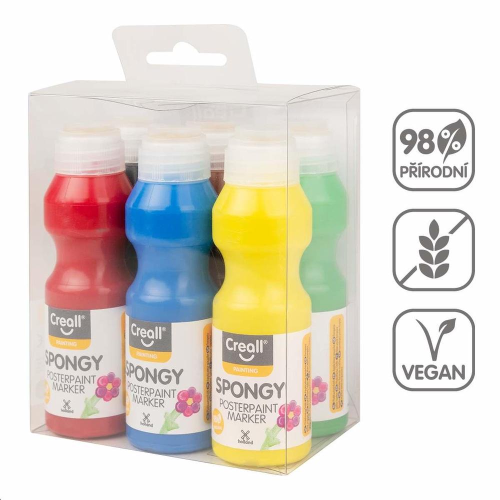 Creall barvy temperové s houbičkou Spongy 6 x 70 ml mix barev