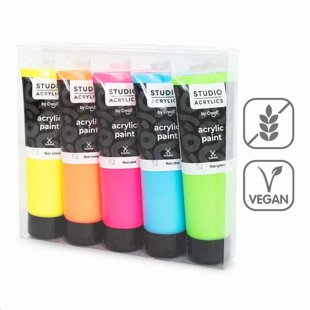 Creall barvy akrylové fluorescenční Studio acrylics 5 x 120 ml mix barev