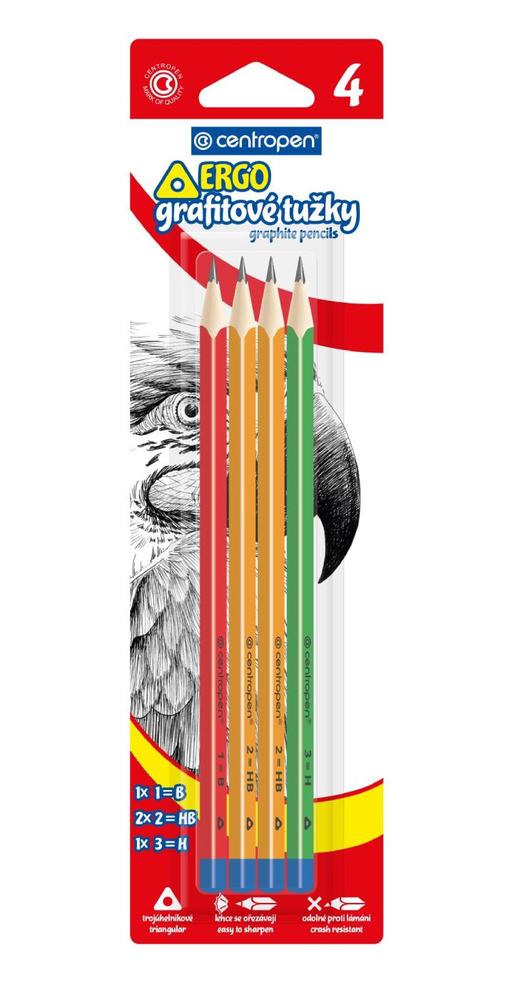 CENTROPEN, a.s. tužka grafitová školní 9511 trojhranná 1,2,3 - mix/sada 4 ks