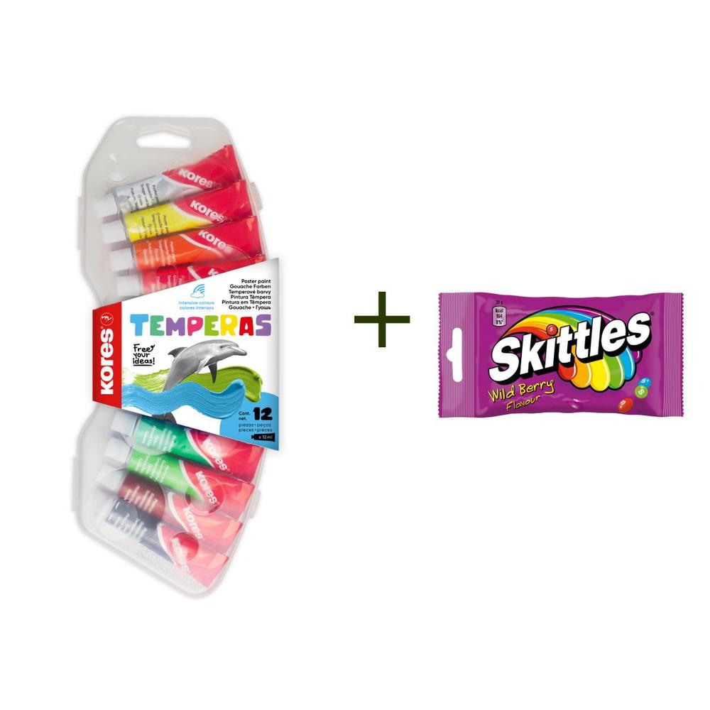 Kores barvy temperové 12 ml/12 barev + zdarma Skittles