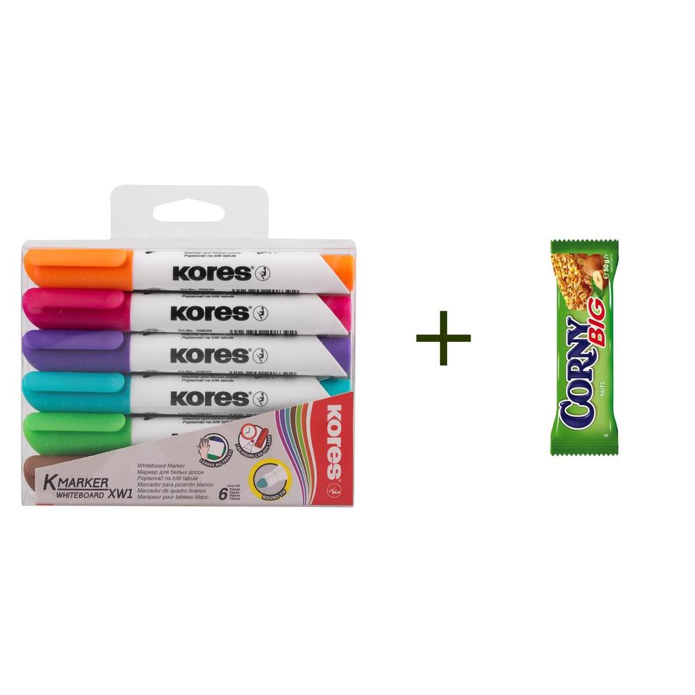 Kores značkovač na bílé tabule a flipcharty kulatý hrot/6 ks + ke 3 ks zdrama Corny Big