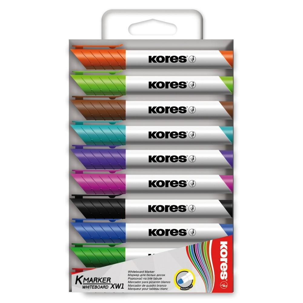 Kores značkovač na bílé tabule a flipcharty kulatý hrot/10 ks + ke 2 ks zdarma Haribo medvídci