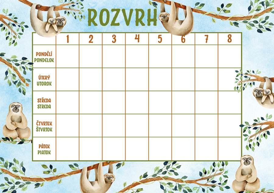 Rozvrh hodin A5 - Lenochodi