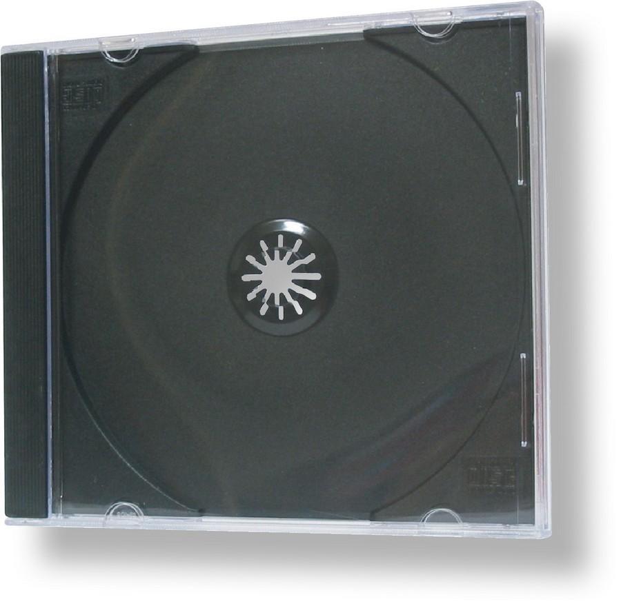 Box na CD plast na 1 CD černý tray/2ks
